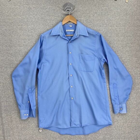 Geoffrey Beene Shirt Mens Medium 15.5 Blue Button Up Long Sleeve Wrinkle Free - Picture 1 of 12